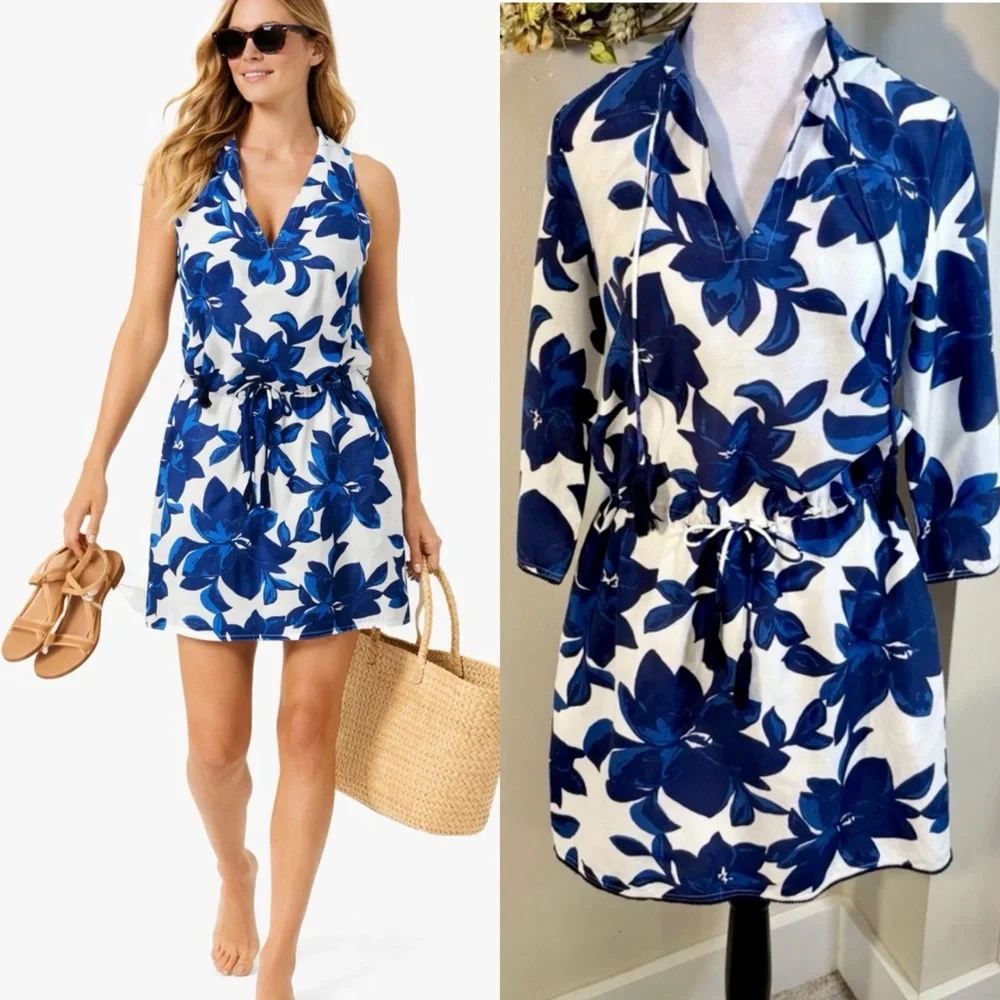 Draper James Sea Pines Cotton Silk Floral Tie Waist Cover Up Pockets XXS💚